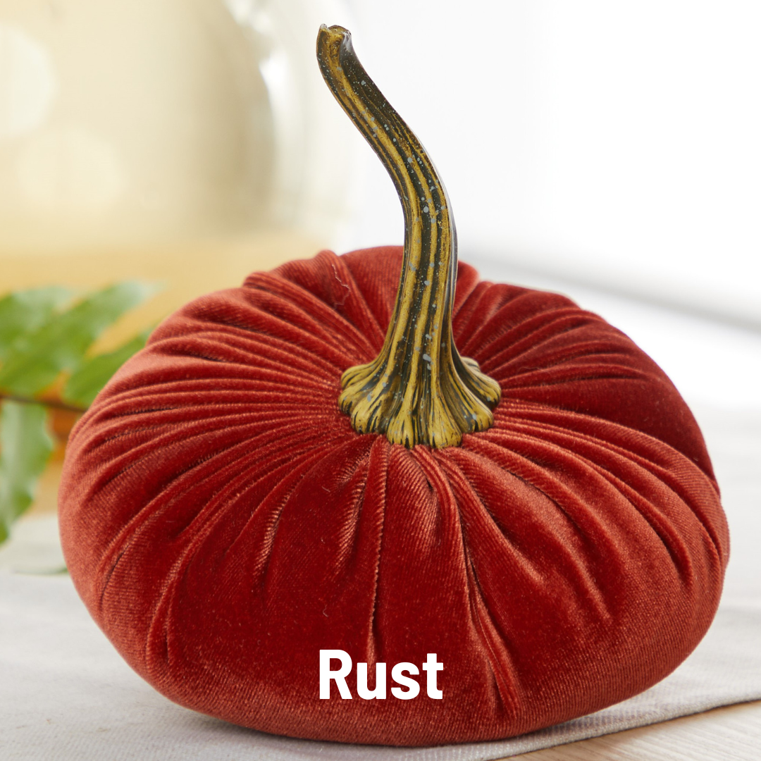 Pumpkin Large Velvet, Fall Mantel Decor, Halloween Table: Olive