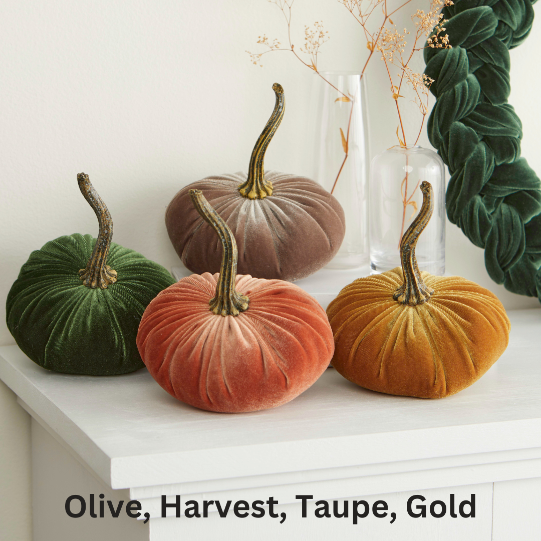 Pumpkin Small Velvet, Valentine's mantel, Autumn table, Gift: Olive