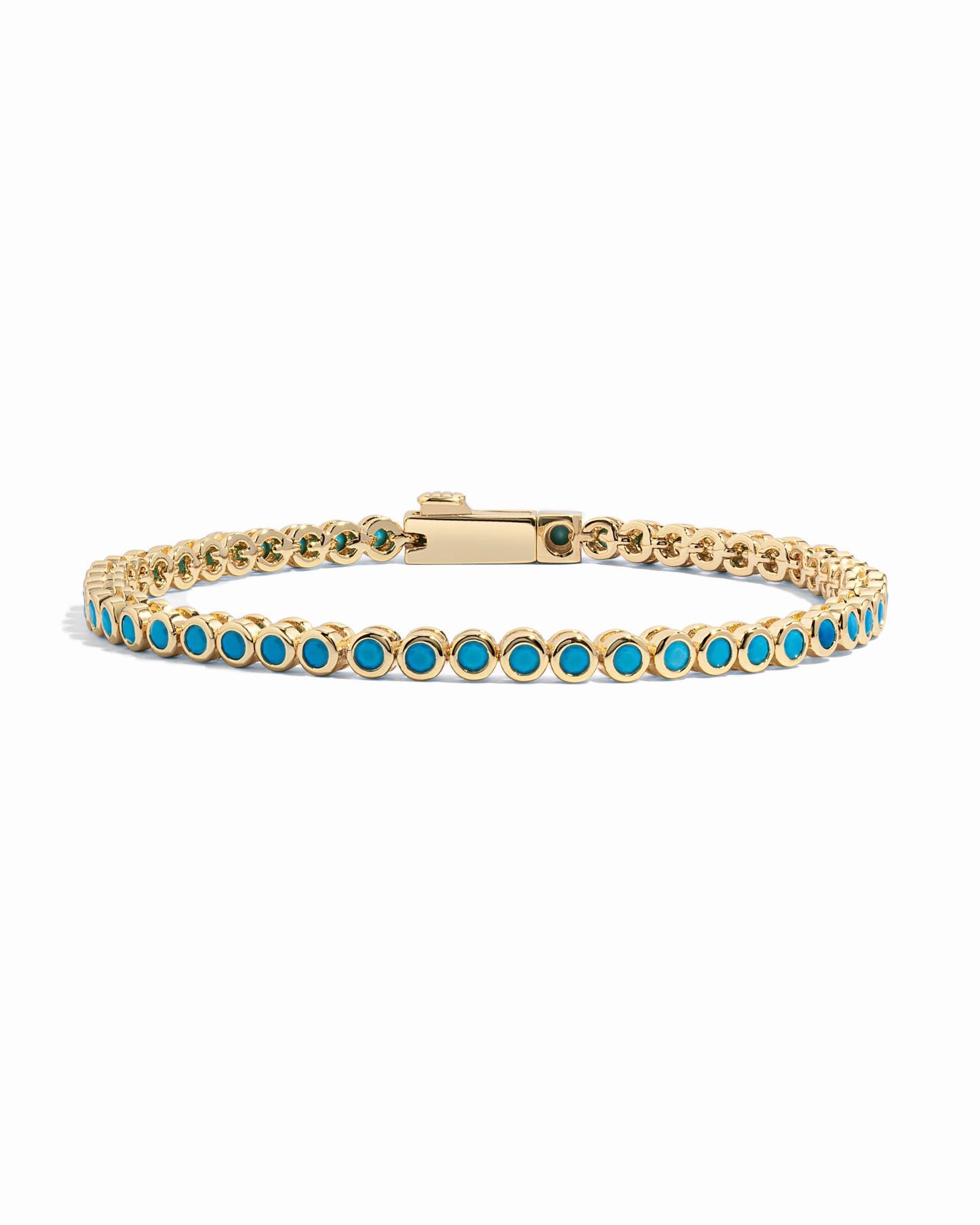 Turquoise Bezel Tennis Bracelet: 6.75" / Gold