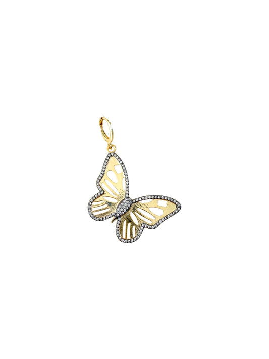 Gold CZ Butterfly Scarf Charm - Two Tone Butterfly Charm