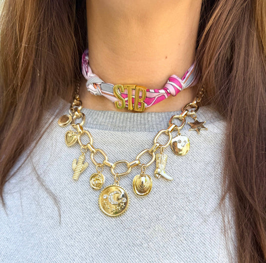 Gold Slide on Scarf Initials- Individual: Set from A-Z