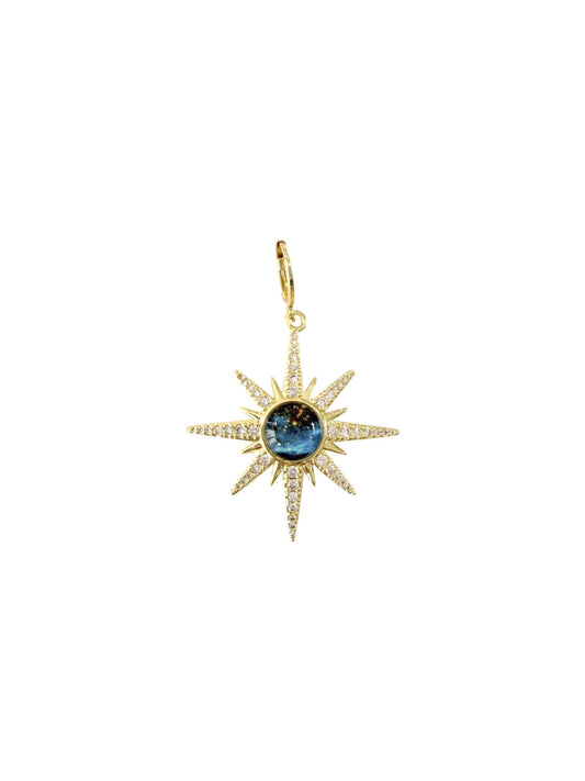 Gold Pave Northstar Scarf Charm - Celestial Star