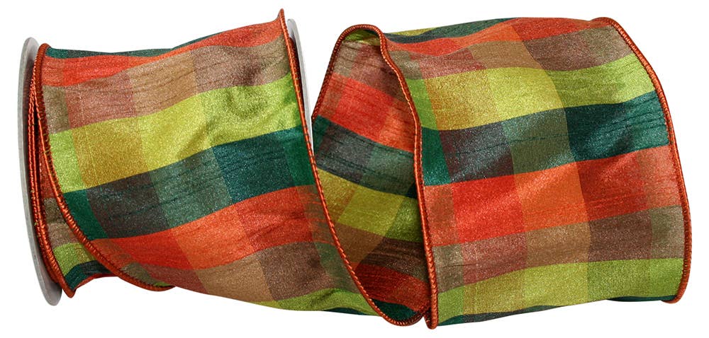 Plaid Dupioni Raymond Wired Edge, Multi, 4 In, 10 Yards