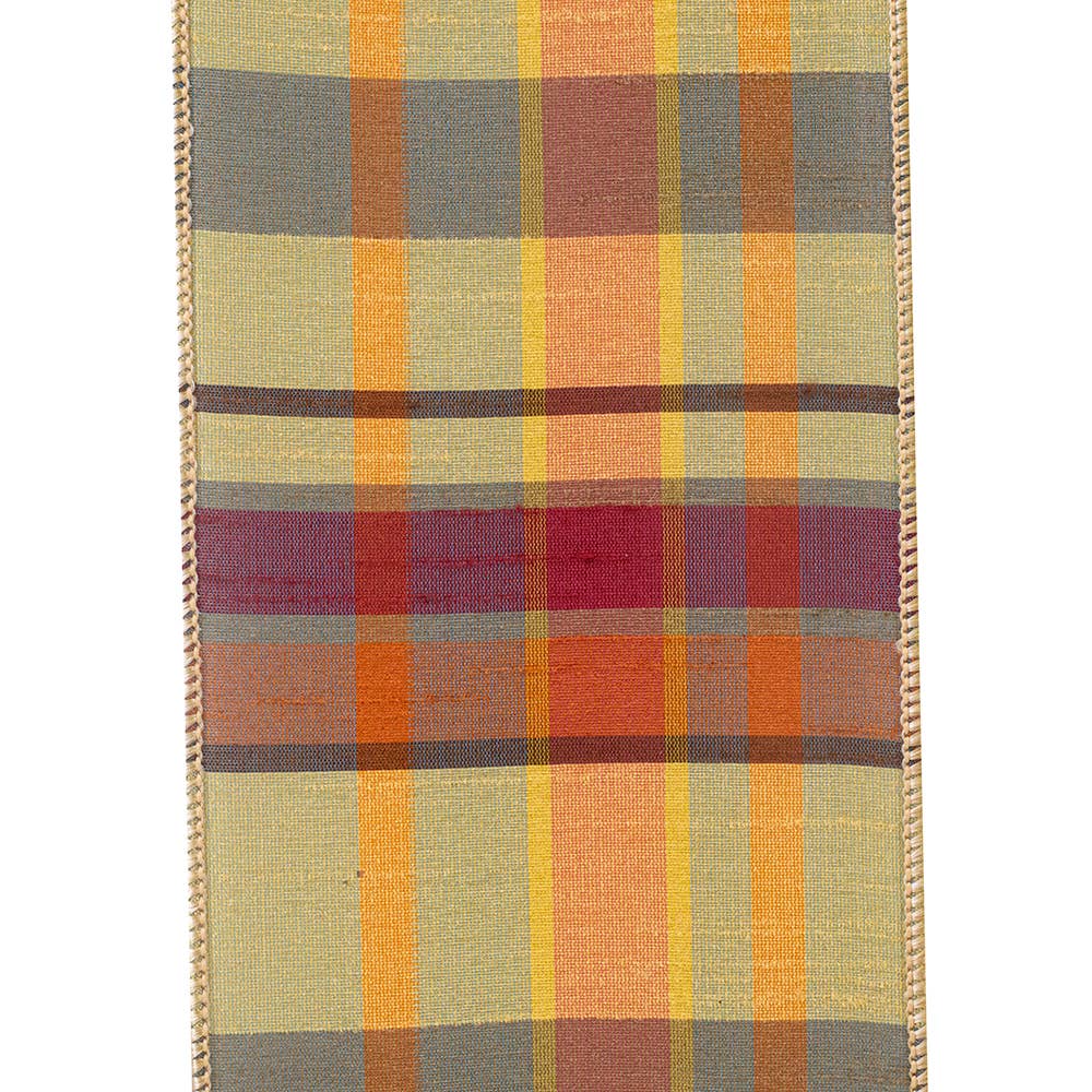 Plaid Barry Tierra Dupioni Wired Edge, Tan, 4 In, 10 Yards