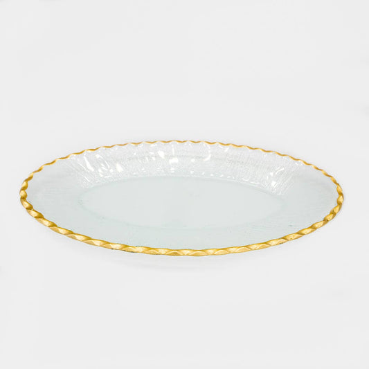 Cordova Oval Serving Tray   Clear/Gold   16.5x9.5