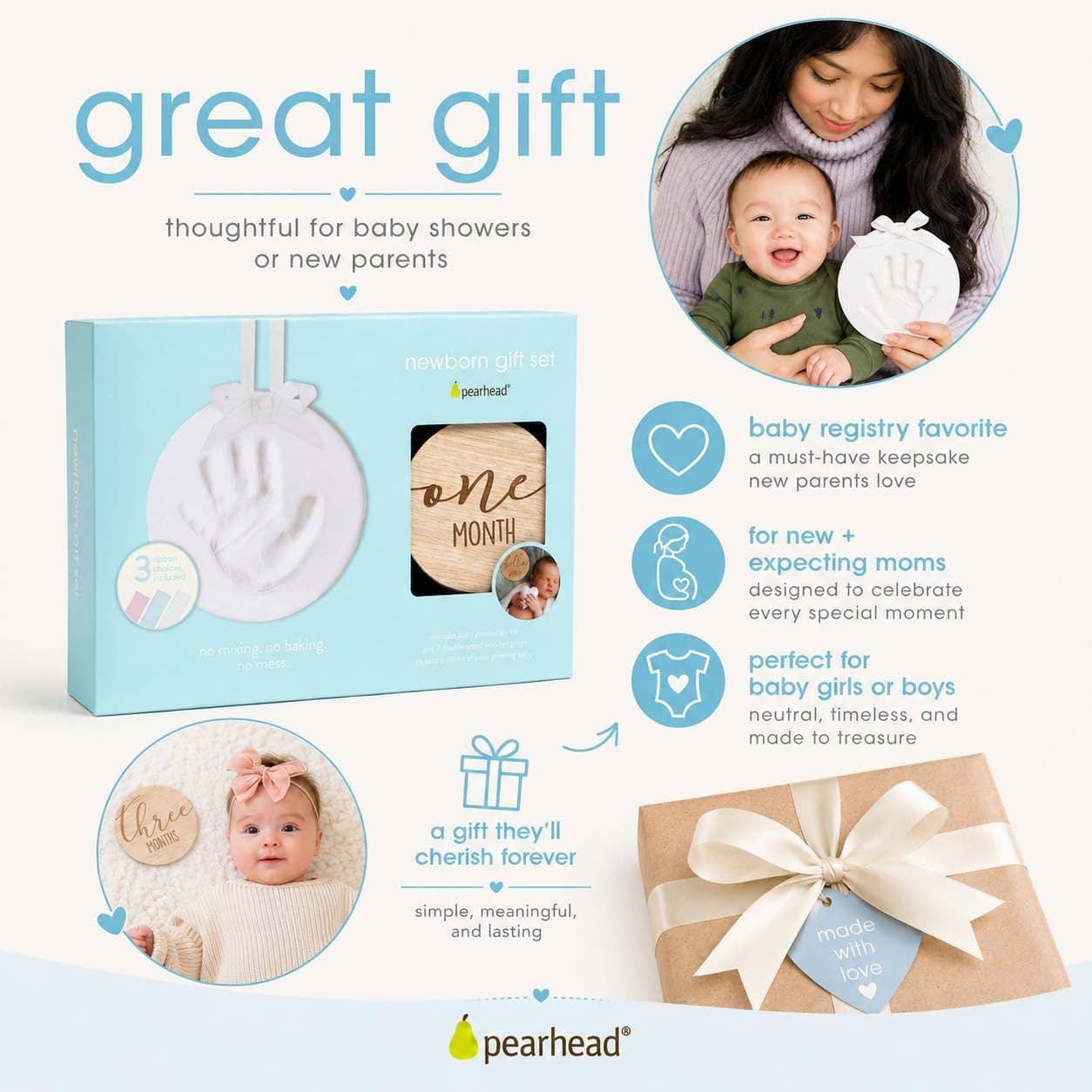Newborn Gift Set, Baby Milestone Cards & Clay Keepsake Kit