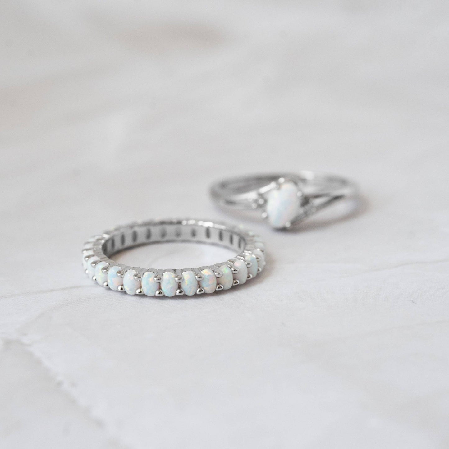 Opal Eternity Ring: Gold / 5
