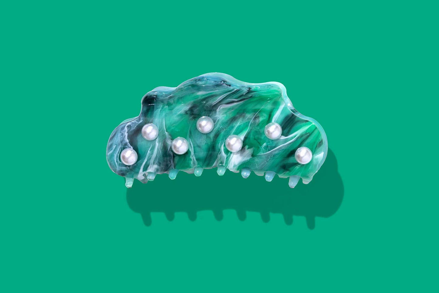 Claw Hair Clip - Turquoise + Pearl