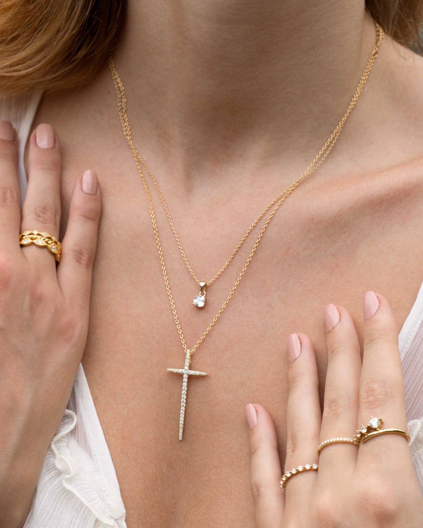 Cross Necklace: Gold