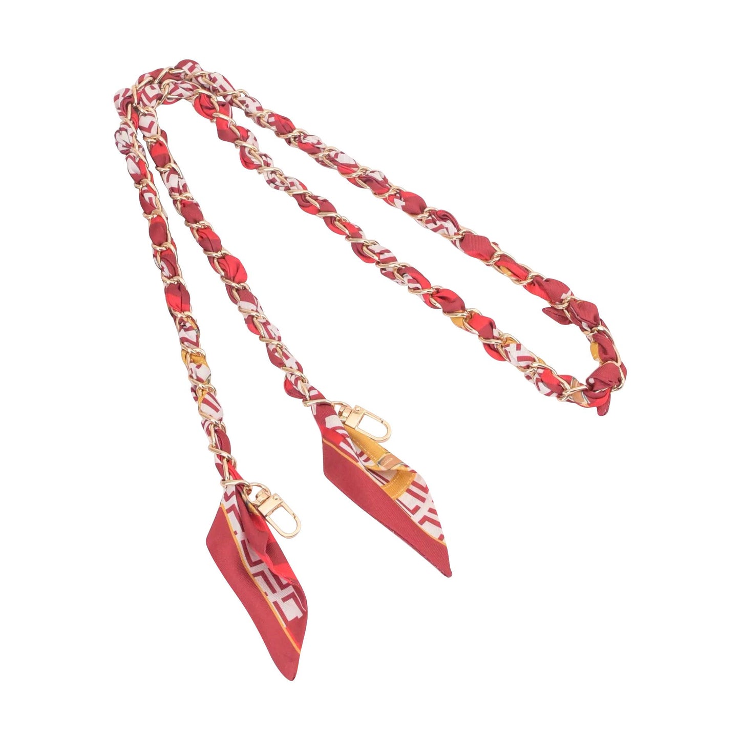 Gold Phone Chain with Scarf Red - Long: Red