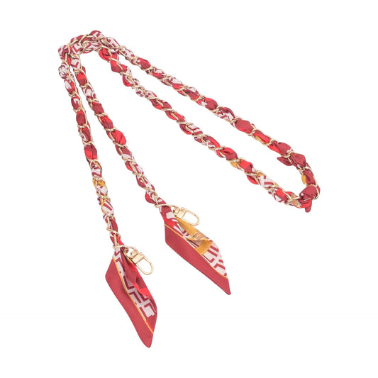 Gold Phone Chain with Scarf Red - Long: Red
