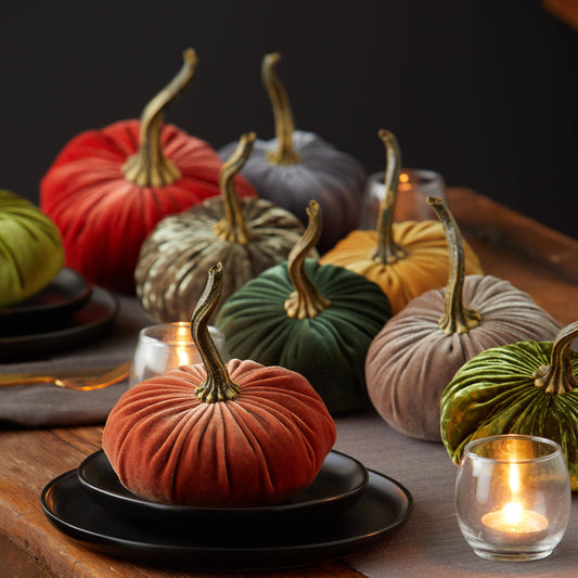 Pumpkin Small Velvet, Valentine's mantel, Autumn table, Gift: Olive