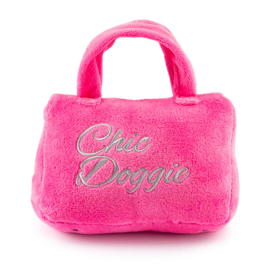Barkin Bag -  *CHIC DOGGIE* Pink w/ Scarf Squeaker Dog Toy: Small / Mini
