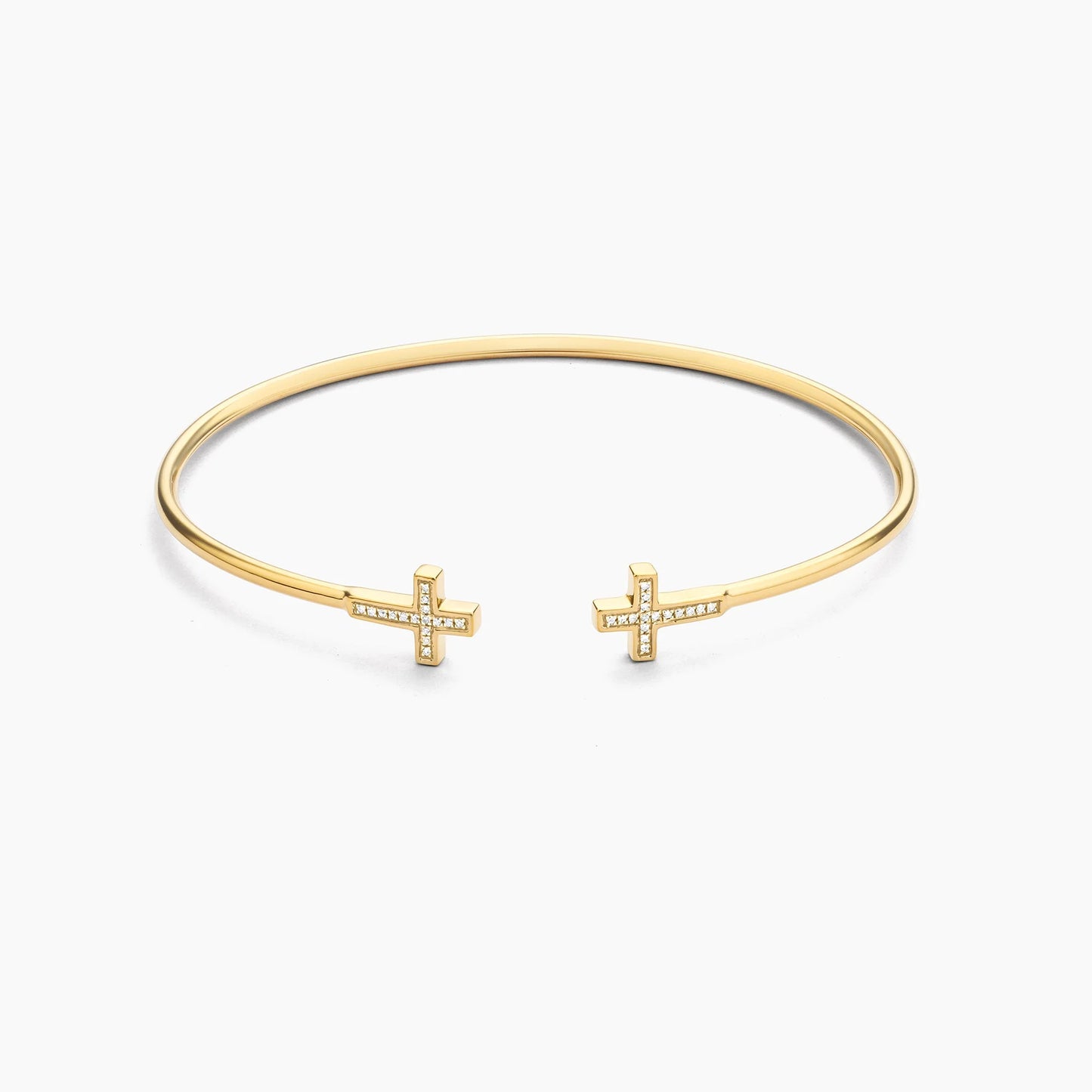 Gold Cross Flexi Cuff Bracelet - Medium
