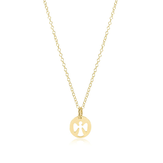 16" necklace gold - guardian angel small gold disc