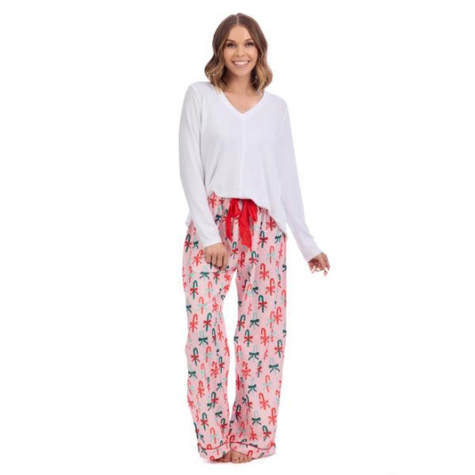 Bow and Candy Cane Pajama Pants