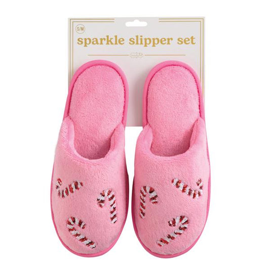 Holiday Blush Candy Cane Sparkle Slippers