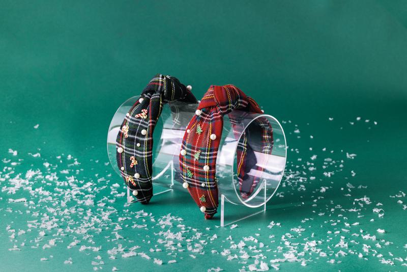 Holiday Tartan Pearl Headband