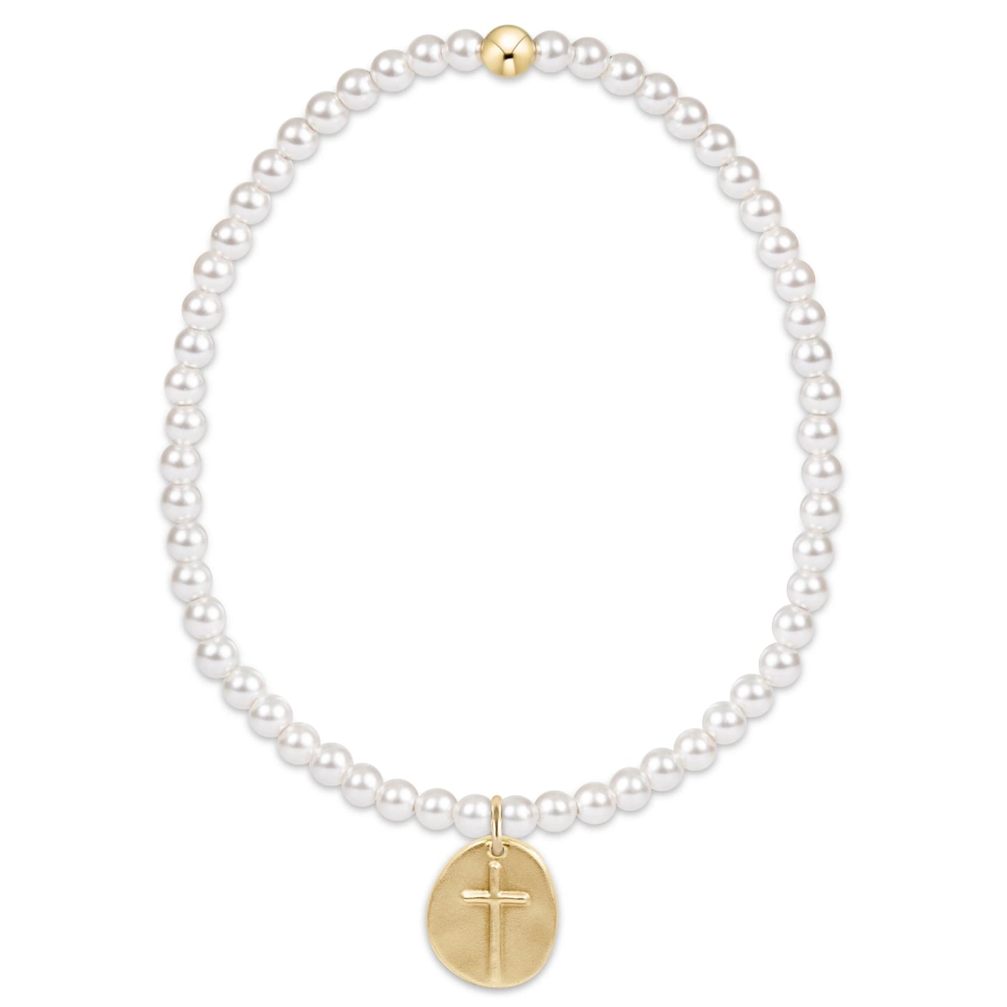 classic pearl 3mm bracelet - inspire small gold disc