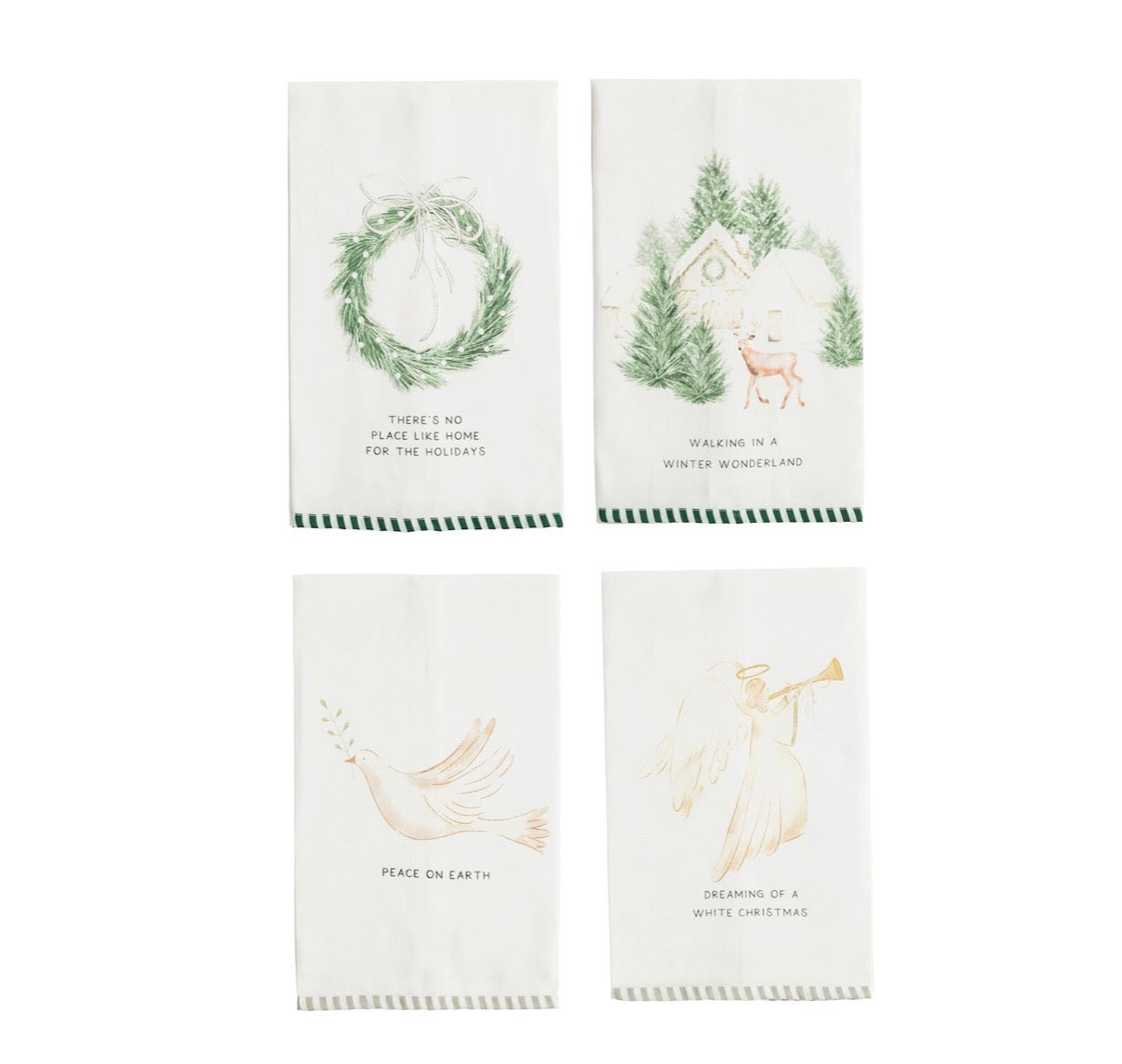 WHITE CHRISTMAS STRIPE HEM TOWELS