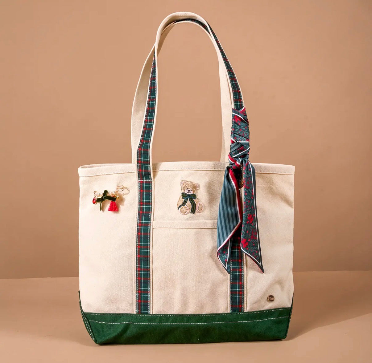 The Darling Canvas Tote Bag - Evergreen Plaid