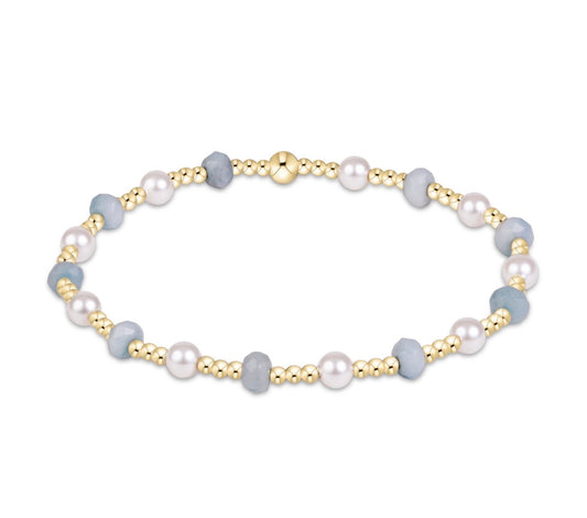 sincerity gemstone & pearl 4mm bracelet - aquamarine