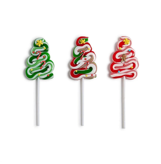 Peppermint Flavor Christmas Tree Swirl Lollipop
