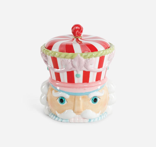 Pink & Blue Nutcracker Cookie Jar
