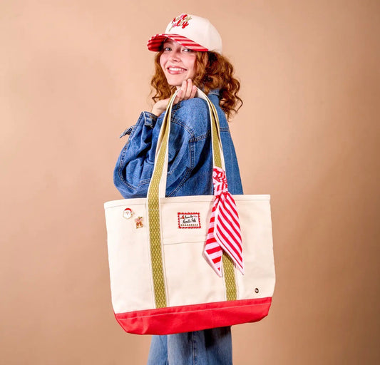 Peppermint Stripes The Darling Canvas Tote Bag