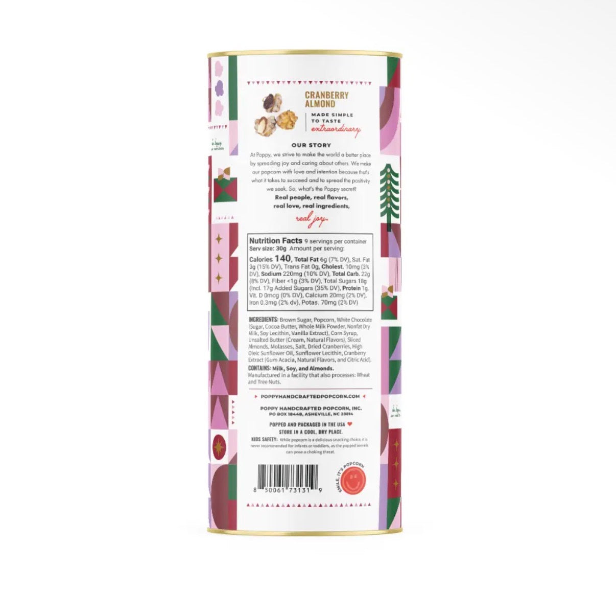 Cranberry Almond Popcorn Cylinder
