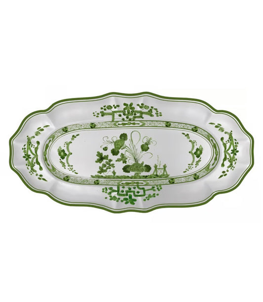 VIDA Faenza Long Oval Tray (Green and White)