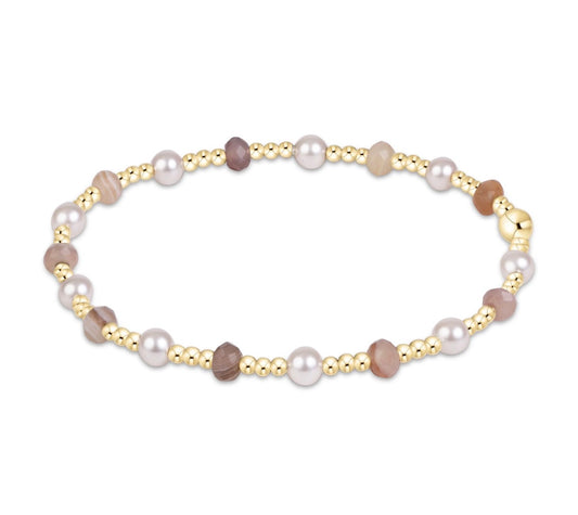 sincerity gemstone & pearl 4mm bracelet - botswana agate