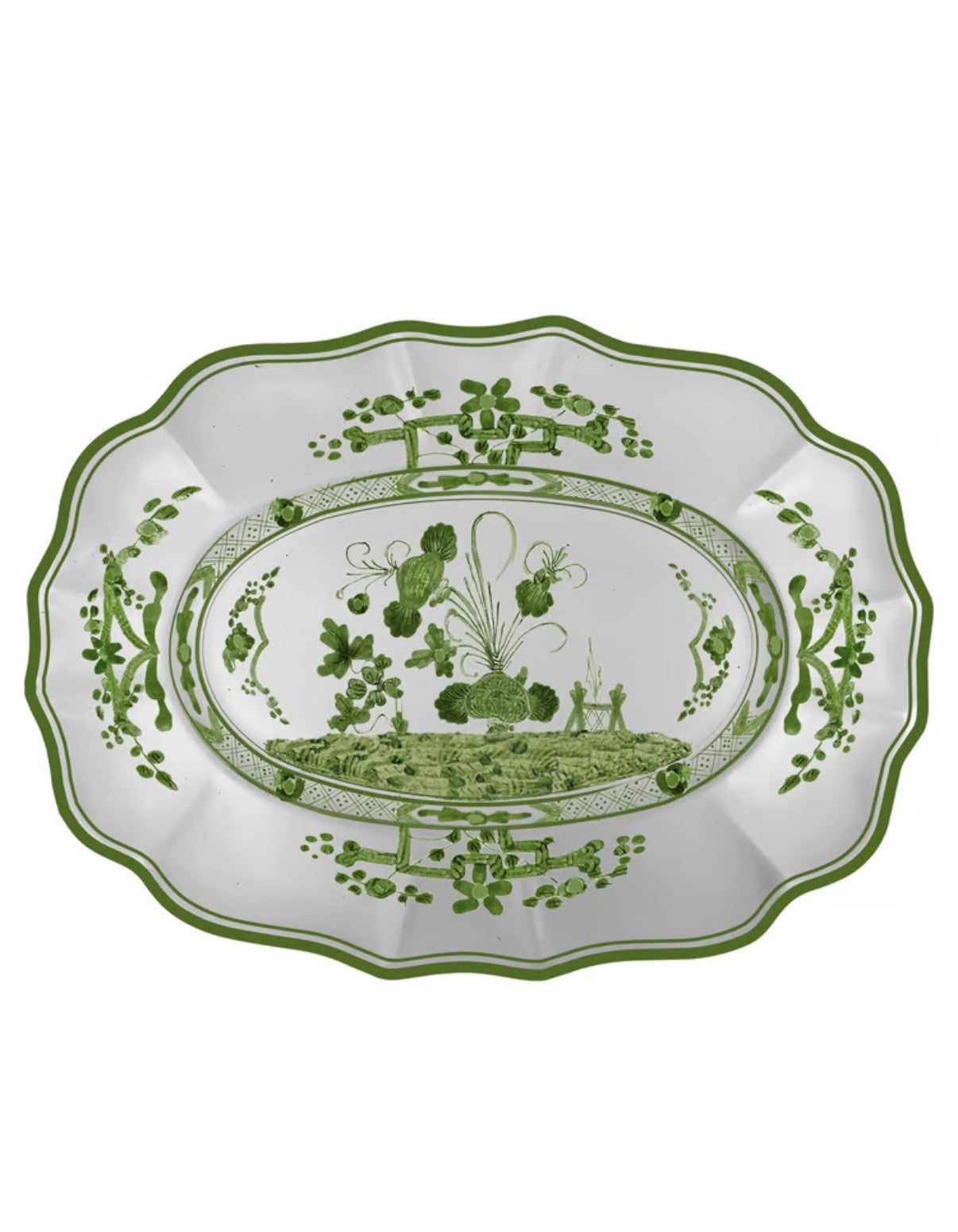 VIDA Faenza Medium Oval Platter | Charger (Green and White)