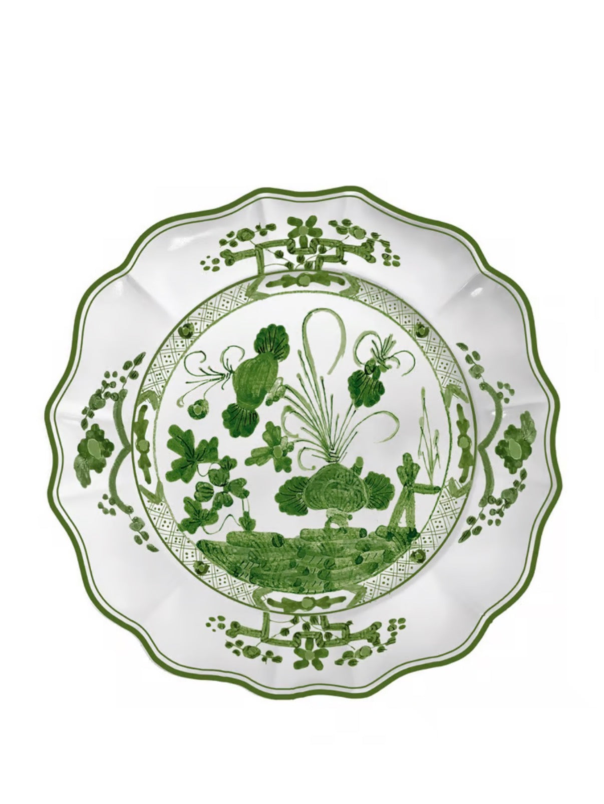 VIDA Faenza Round Platter | Charger (Green and White)