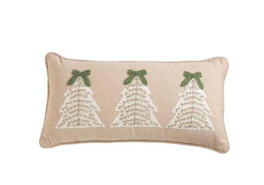 LUMBAR WHITE CHRISTMAS BEADED PILLOW