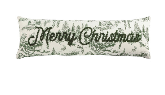 Toile Merry Christmas Pillow