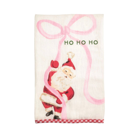 Santa With Bow Whimsy Christmas Towel