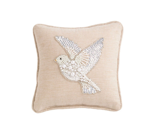 Beaded Turtle Dove Mini Pillow