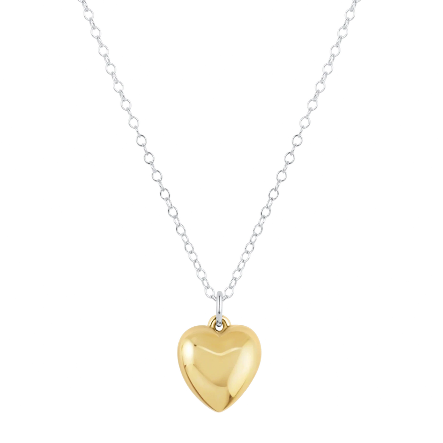16" necklace mixed metal - love plush gold charm