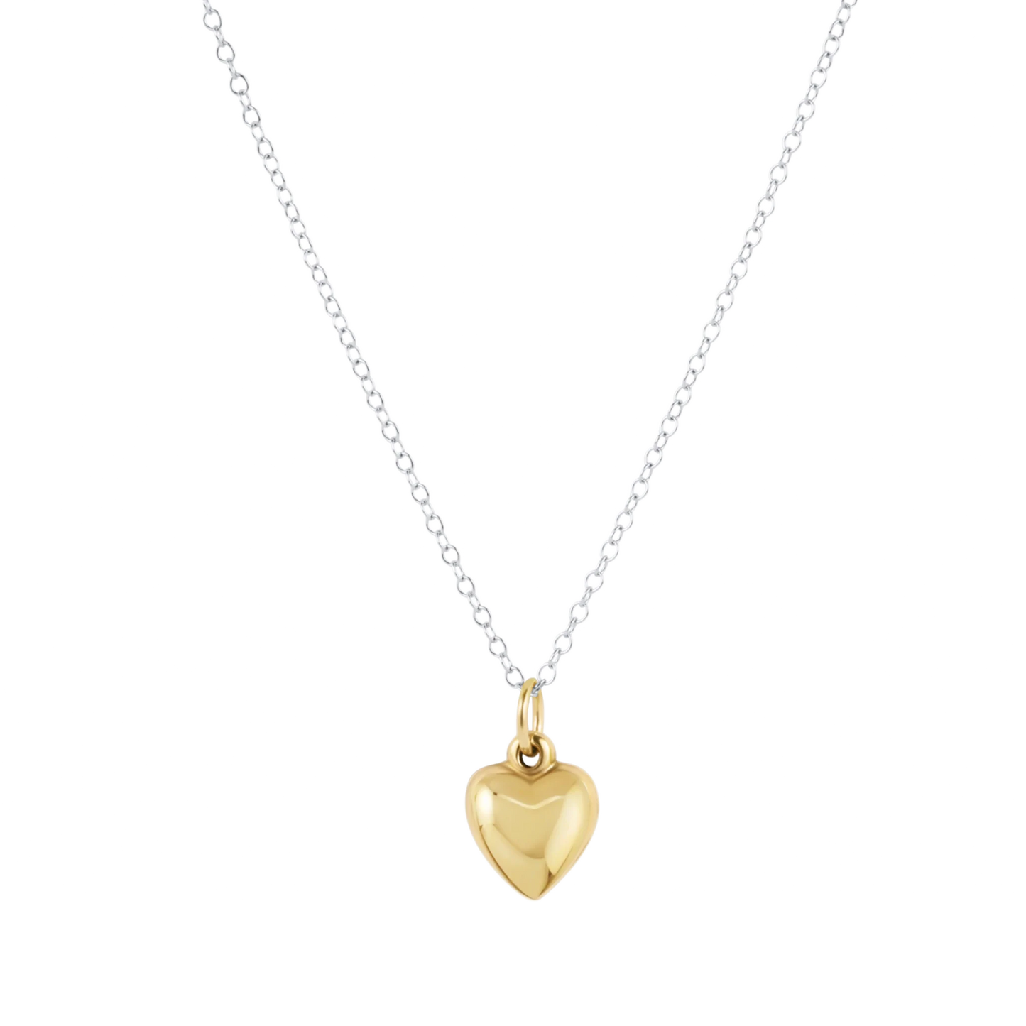 16" necklace mixed metal - love plush small gold charm