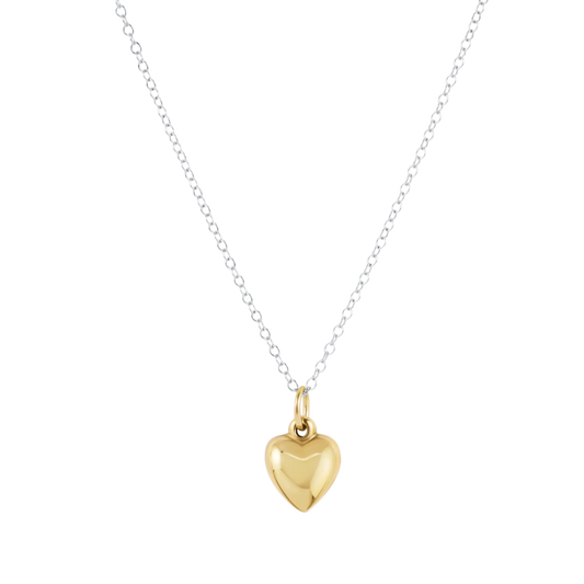 16" necklace mixed metal - love plush small gold charm