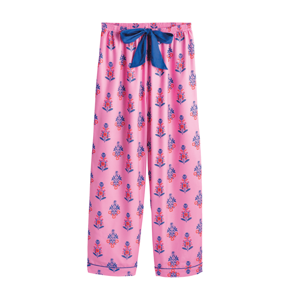 Pink Floral Block Print Pajama Pants
