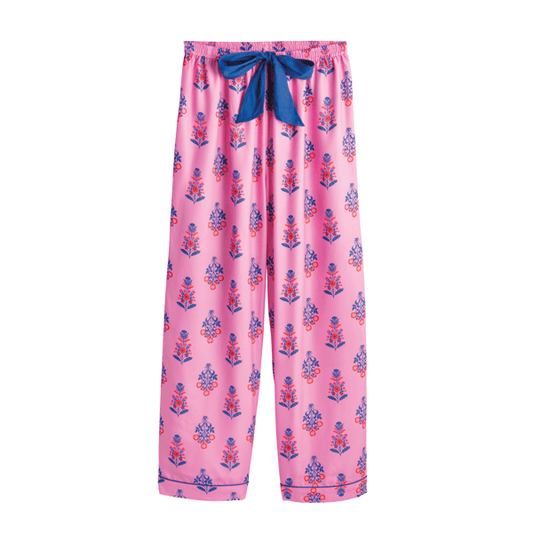Pink Floral Block Print Pajama Pants