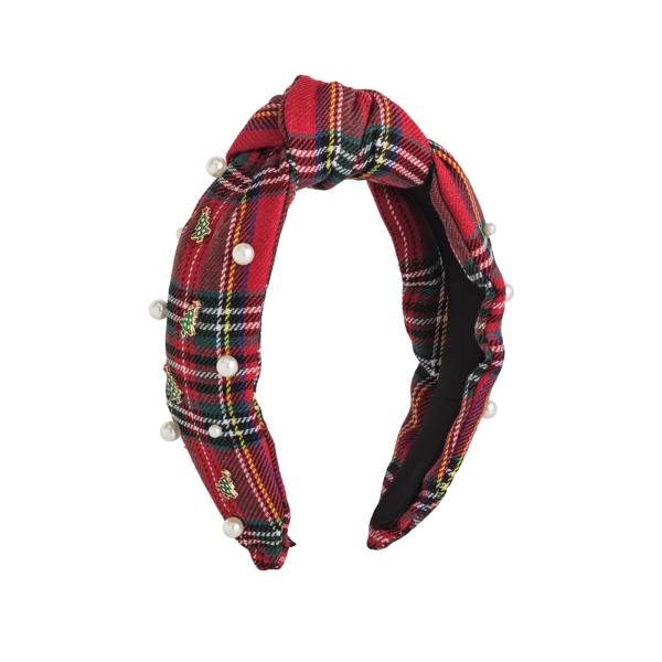 Holiday Tartan Pearl Headband