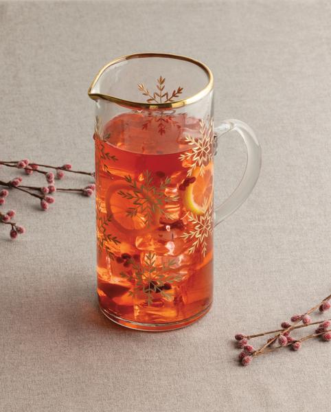 Gold Snowflake Glass Pitcher