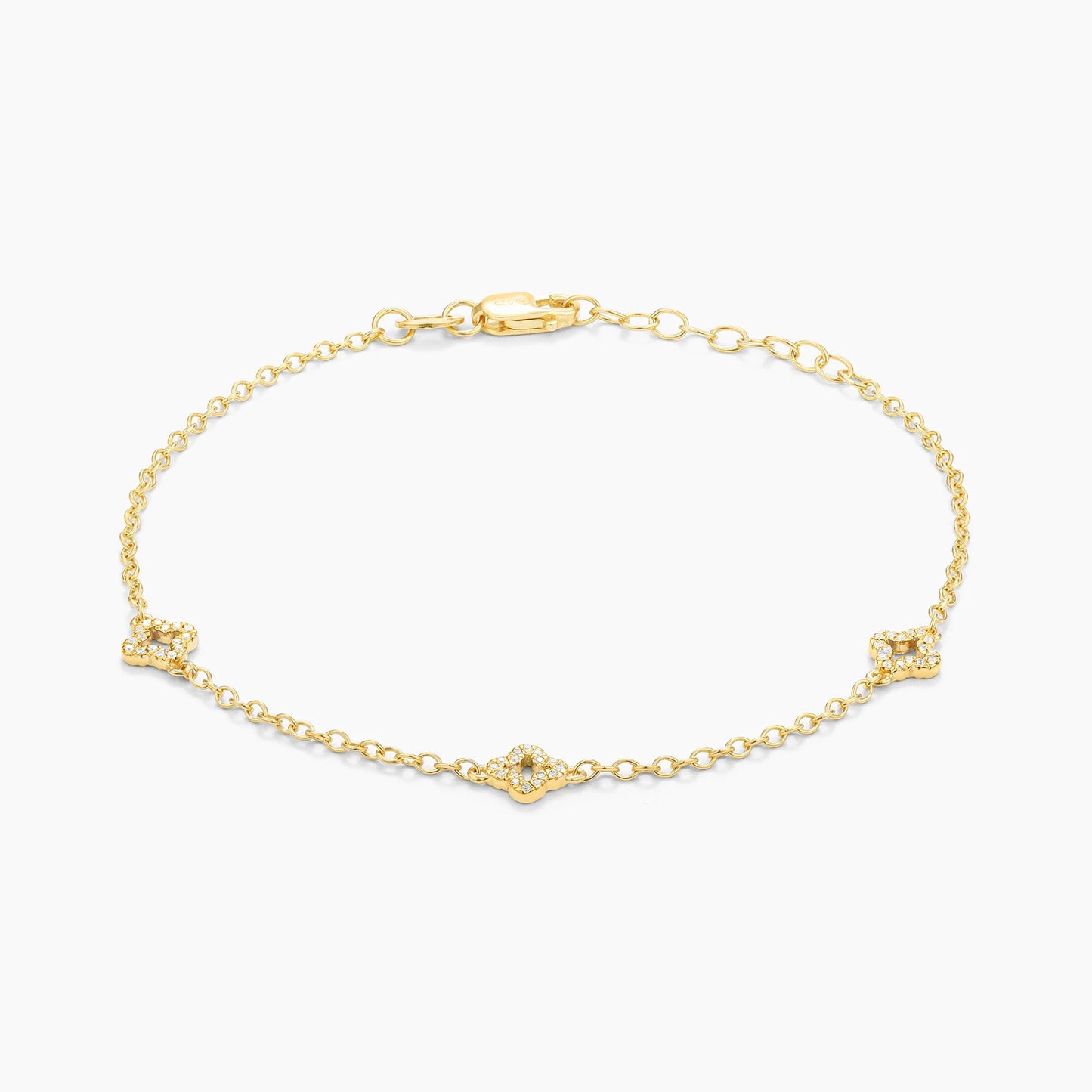 Gold Diamond Station Chain Bracelet