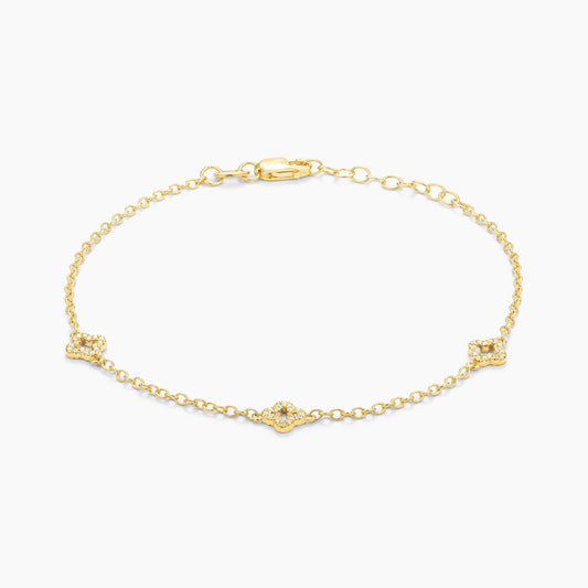 Gold Diamond Station Chain Bracelet