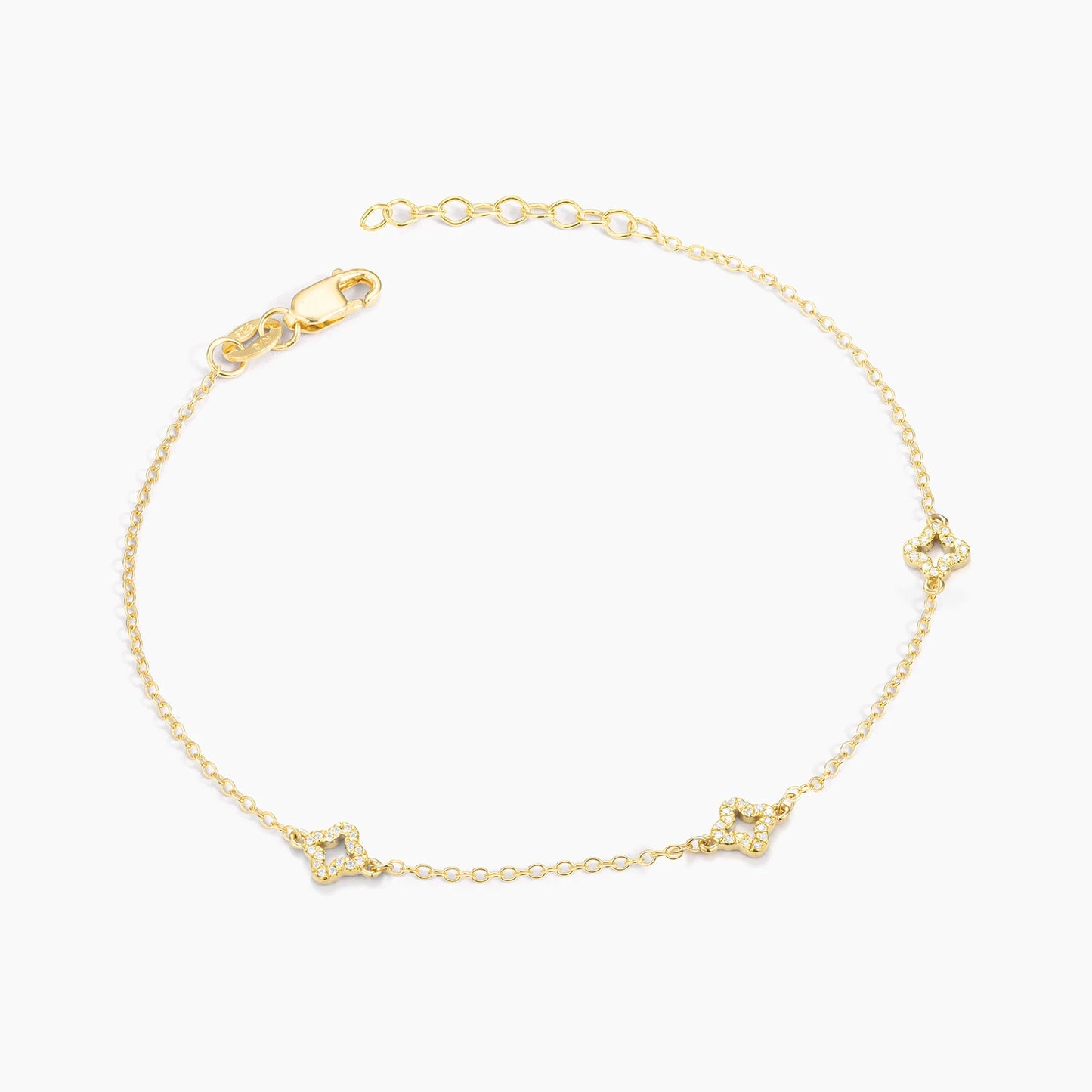 Gold Diamond Station Chain Bracelet