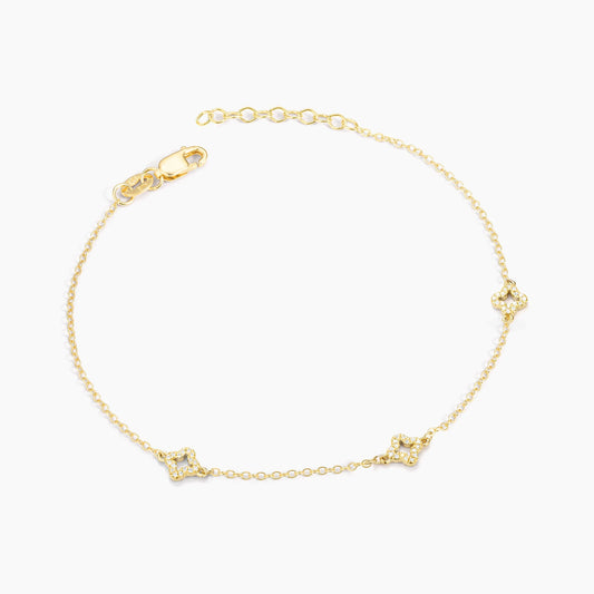 Gold Diamond Station Chain Bracelet