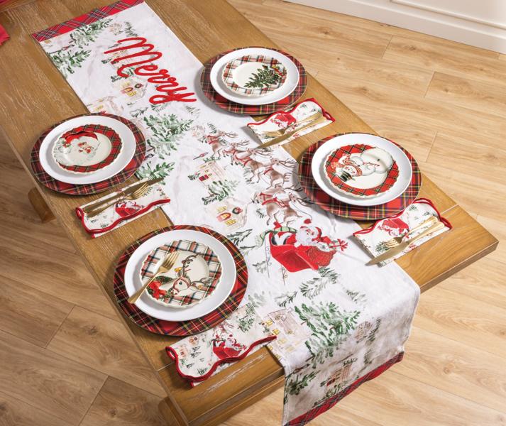 Vintage Santa Table Runner